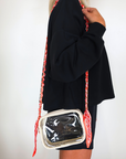 Woven Scarf Chain Purse/Phone Strap - Black & Red