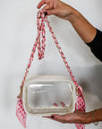 Woven Scarf Chain Purse/Phone Strap - Pink