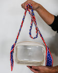 Woven Scarf Chain Purse/Phone Strap - Red & Blue