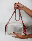 Woven Scarf Chain Purse/Phone Strap - Crimson