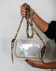 Woven Scarf Chain Purse/Phone Strap - Maroon & Gold