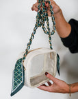 Woven Scarf Chain Purse/Phone Strap - Green & Gold