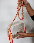 Woven Scarf Chain Purse/Phone Strap - Red & Gold
