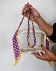 Woven Scarf Chain Purse/Phone Strap - Purple & Yellow