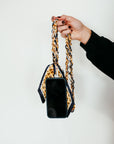 Woven Scarf Chain Purse/Phone Strap - Black and Yellow