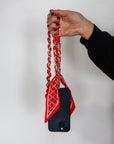 Woven Scarf Chain Purse/Phone Strap - Red