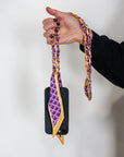 Woven Scarf Chain Purse/Phone Strap - Purple & Yellow