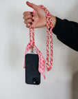 Woven Scarf Chain Purse/Phone Strap - Pink