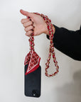 Woven Scarf Chain Purse/Phone Strap - Crimson
