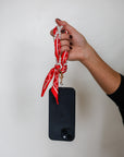 Woven Scarf Pearl Phone Strap/Wristlet - Burnt Orange