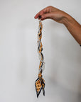 Woven Scarf Pearl Phone Strap/Wristlet - Black & Yellow