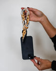 Woven Scarf Pearl Phone Strap/Wristlet - Black & Yellow