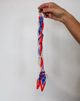 Woven Scarf Pearl Phone Strap/Wristlet - Blue & Red