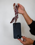 Woven Scarf Pearl Phone Strap/Wristlet - Maroon