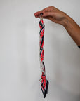Woven Scarf Pearl Phone Strap/Wristlet - Black & Red