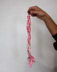 Woven Scarf Pearl Phone Strap/Wristlet - Pink