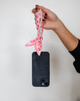 Woven Scarf Pearl Phone Strap/Wristlet - Pink