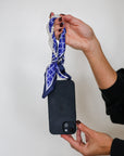 Woven Scarf Pearl Phone Strap/Wristlet - Blue