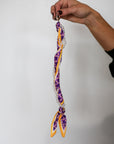 Woven Scarf Pearl Phone Strap/Wristlet - Purple & Gold