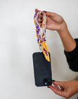 Woven Scarf Pearl Phone Strap/Wristlet - Purple & Gold