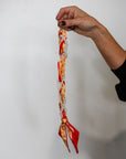 Woven Scarf Pearl Phone Strap/Wristlet - Red & Gold