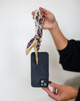 Woven Scarf Pearl Phone Strap/Wristlet - Maroon & Gold