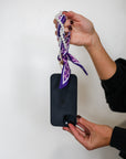 Woven Scarf Pearl Phone Strap/Wristlet - Purple