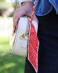 Woven Scarf Chain Purse/Phone Strap - Black & Red