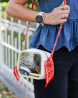 Woven Scarf Chain Purse/Phone Strap - Red