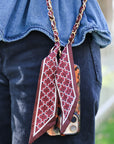Woven Scarf Chain Purse/Phone Strap - Maroon