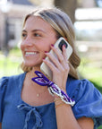 Woven Scarf Pearl Phone Strap/Wristlet - Purple