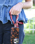 Woven Scarf Pearl Phone Strap/Wristlet - Crimson
