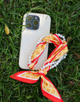 Woven Scarf Pearl Phone Strap/Wristlet - Red & Gold