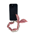 Woven Scarf Pearl Phone Strap/Wristlet - Blue