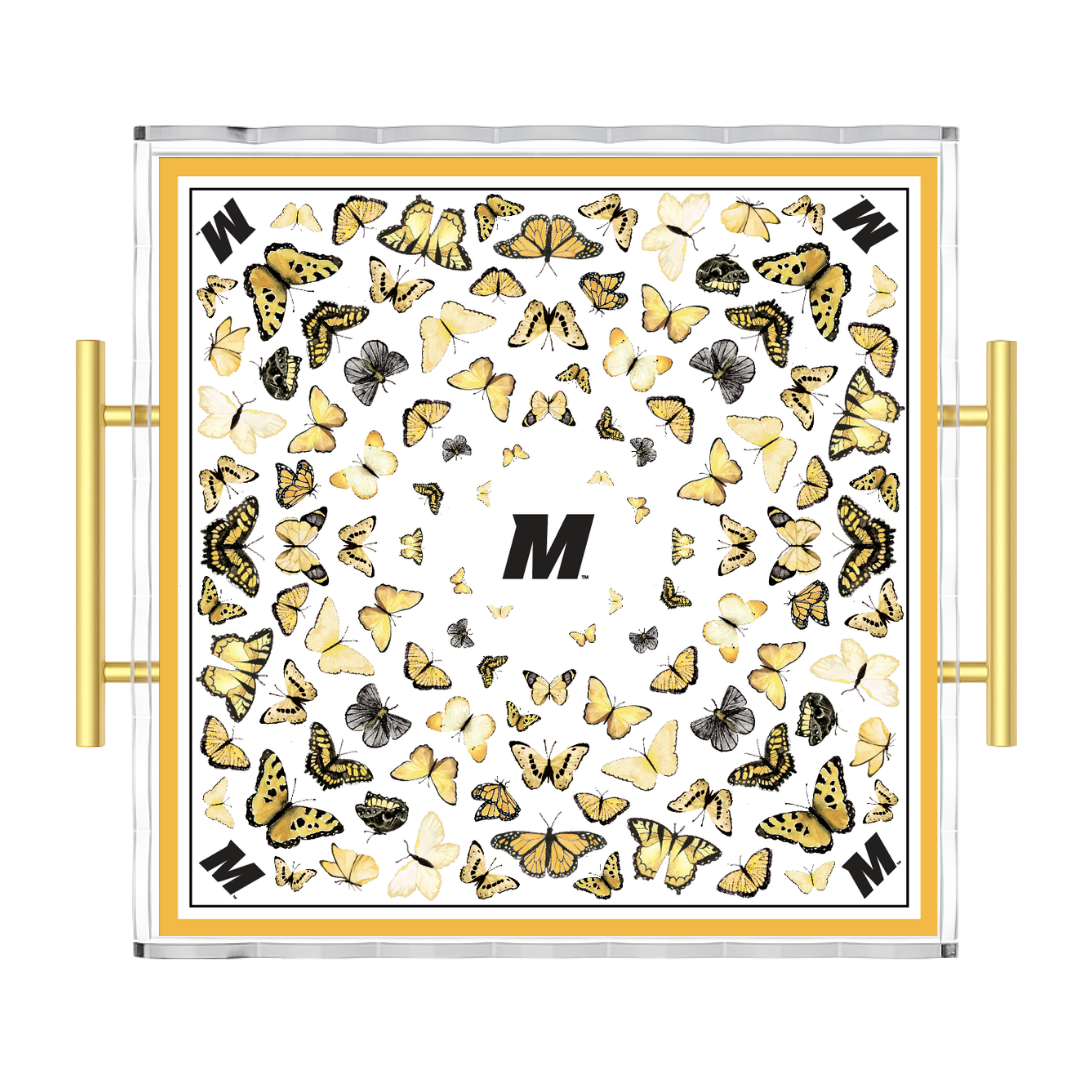 University of Missouri (Mizzou) butterfly acrylic serving tray