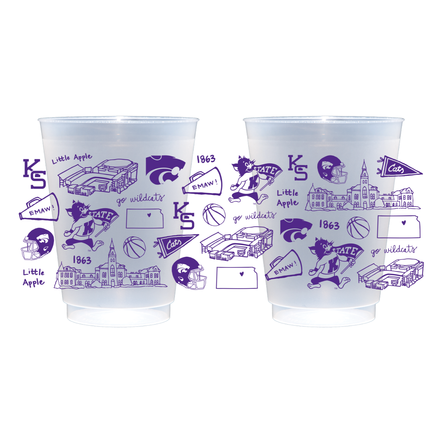Kansas State Shatterproof Cups - Set of 8