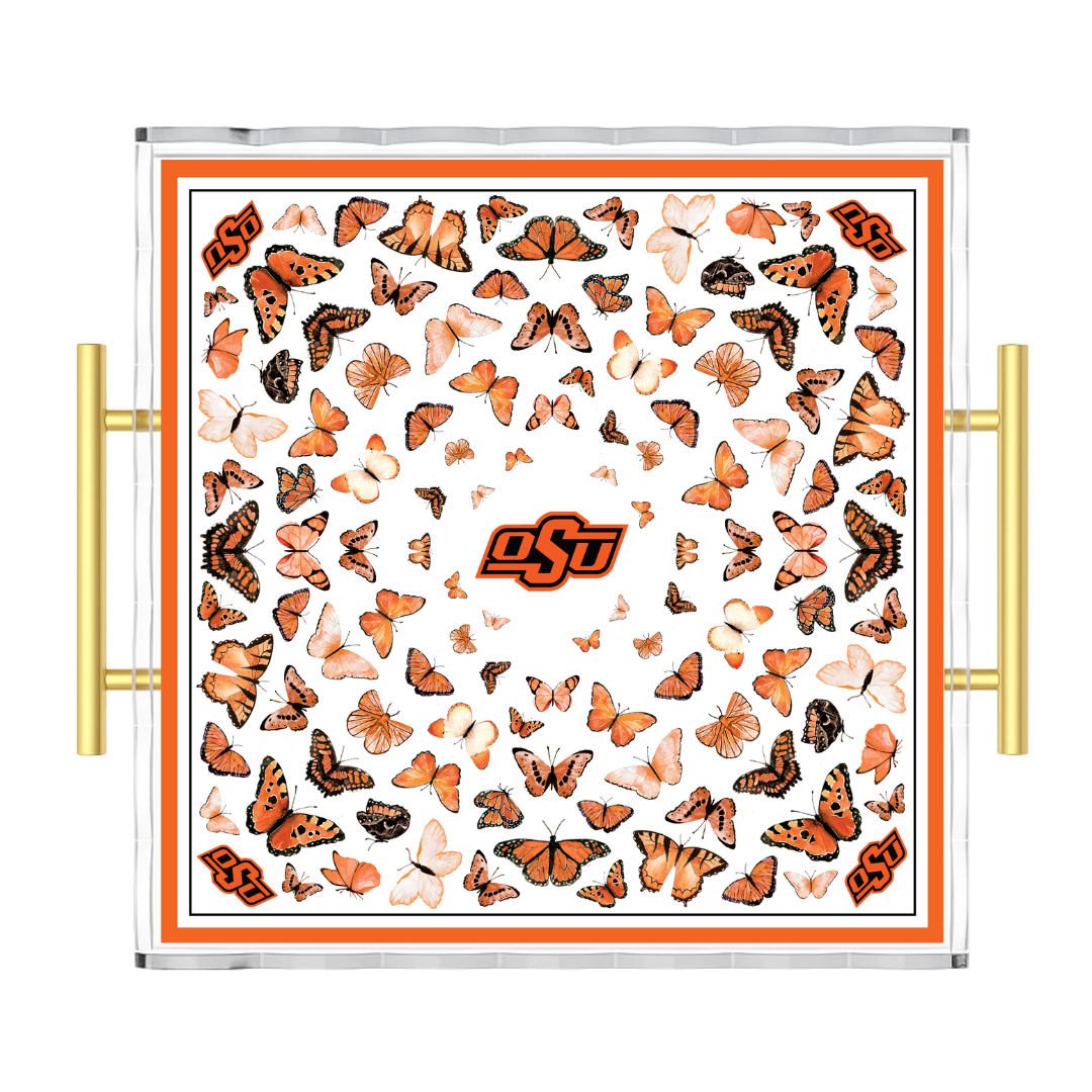 Oklahoma State Butterfly Acrylic Tray