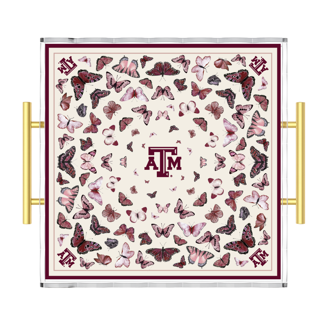 Texas A&M University butterfly acrylic serving tray