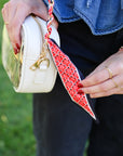 Woven Scarf Chain Purse/Phone Strap - Black & Red