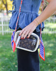Woven Scarf Chain Purse/Phone Strap - Red & Blue