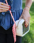 Woven Scarf Chain Purse/Phone Strap - Pink