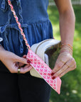 Woven Scarf Chain Purse/Phone Strap - Pink