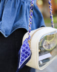 Woven Scarf Chain Purse/Phone Strap - Blue