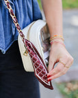 Woven Scarf Chain Purse/Phone Strap - Maroon