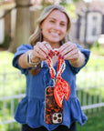 Woven Scarf Pearl Phone Strap/Wristlet - Red