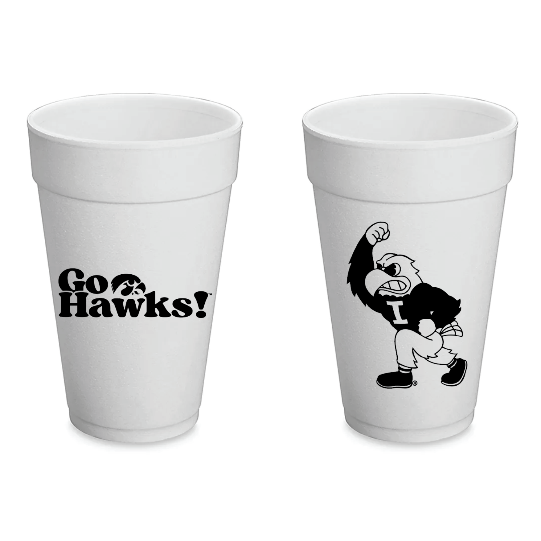 University of Iowa Styrofoam Cups Set of 8 - 20 ounces