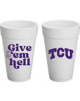 Texas Christian University (TCU) 20 oz styrofoam cups, set of 8