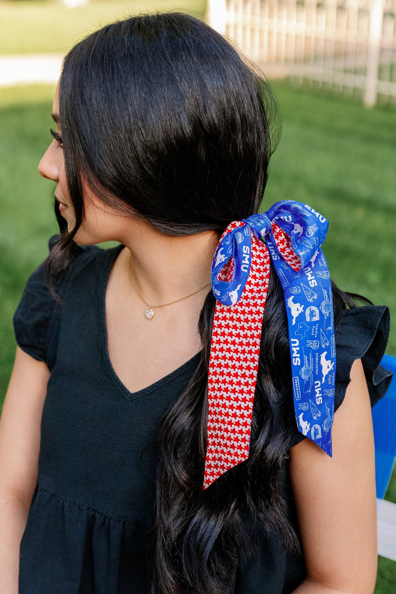 Southern Methodist University (SMU) skinny silk scarf – alternate view