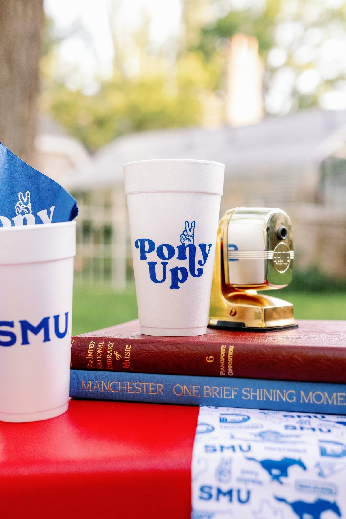Southern Methodist University (SMU) 20 oz styrofoam cups – alternate view
