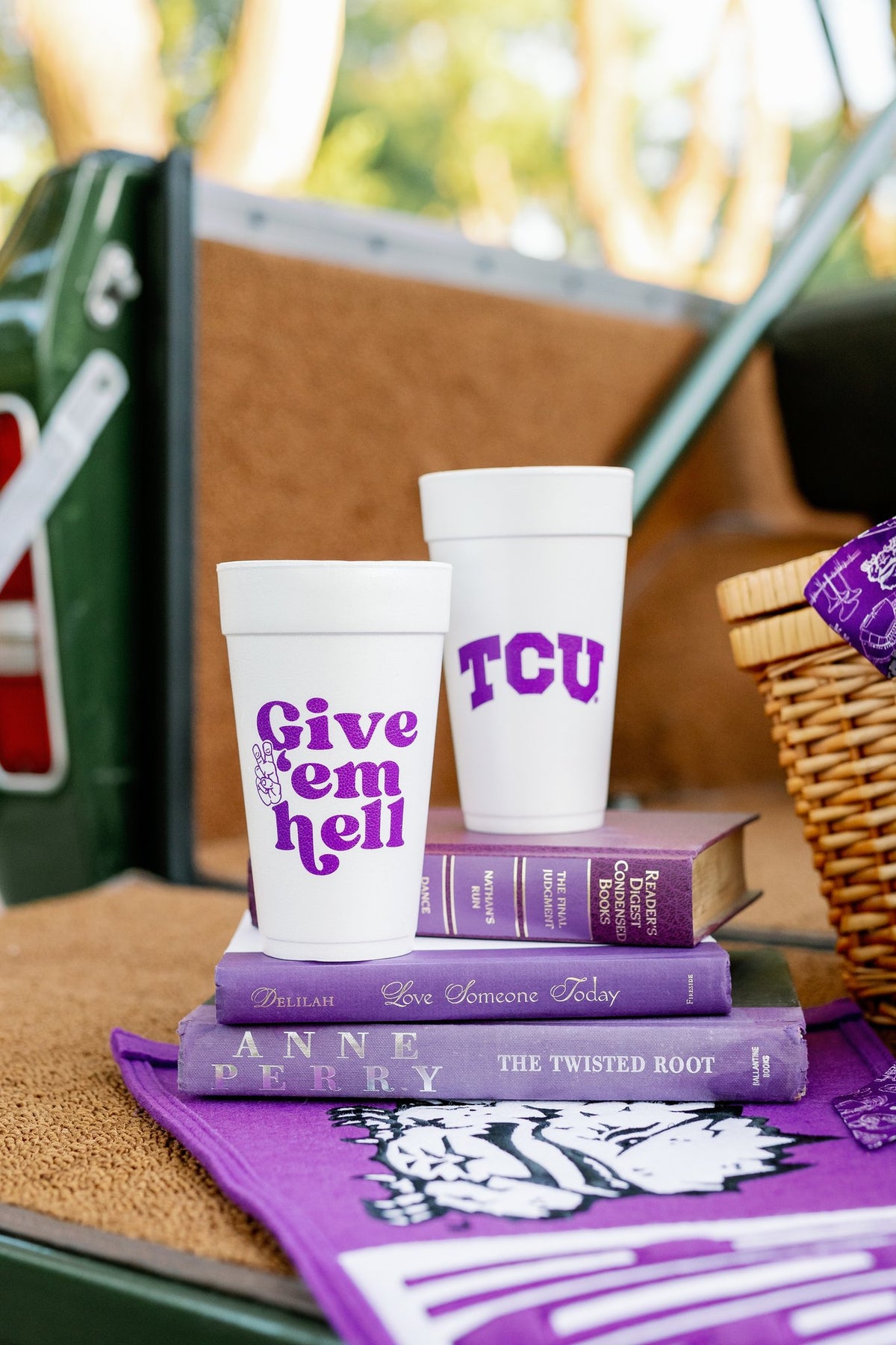 Texas Christian University (TCU) 20 oz styrofoam cups – alternate view